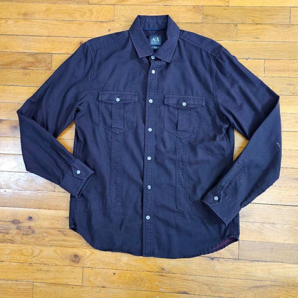 Armani Exchange A/X Mens Medium Red Denim Button Up Shirt